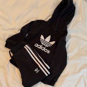 adidas Black and White Kids Hoodie & Jogger Set